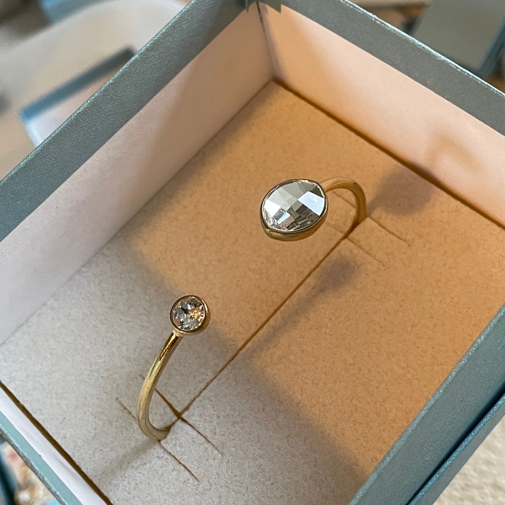 Gold bracelet with clear crystals